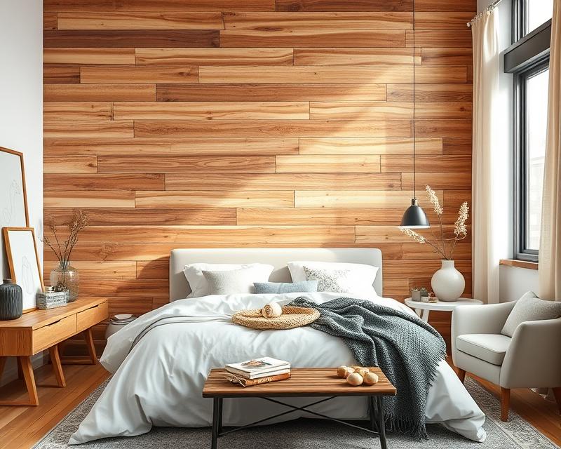 Drewniana ściana w sypialni: inspiracje, aranżacja i efekty wizualne